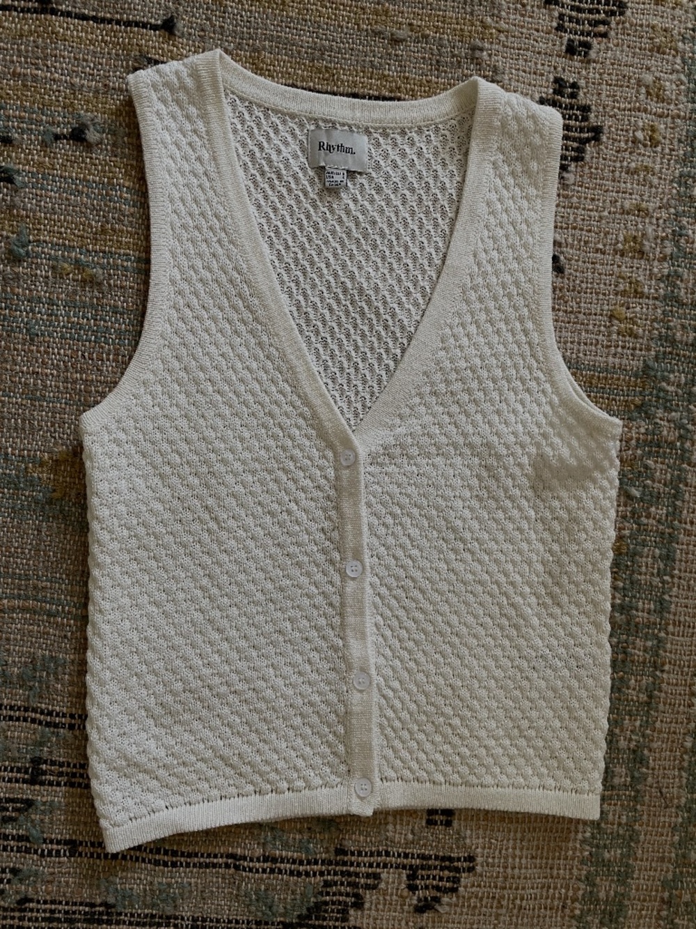 Rhythm white knit vest, size small, cropped, like new